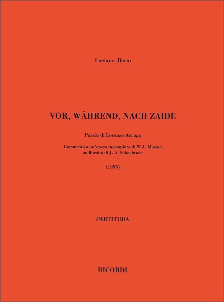 Vor, Wahrend, Nach Zaide